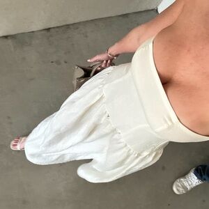 Meshki Cream Dropwaist Strapless Dress